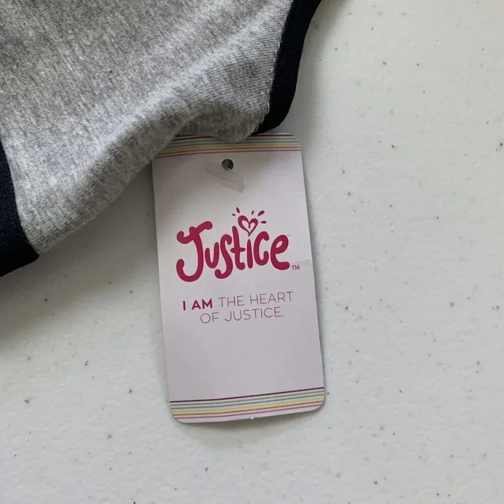 Justice Girls Gray Sports Yoga Bra Size 30 Logo Spell Out New